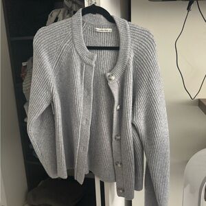 Kathleen Post X Abercrombie & Fitch Gray Ribbed Cardigan